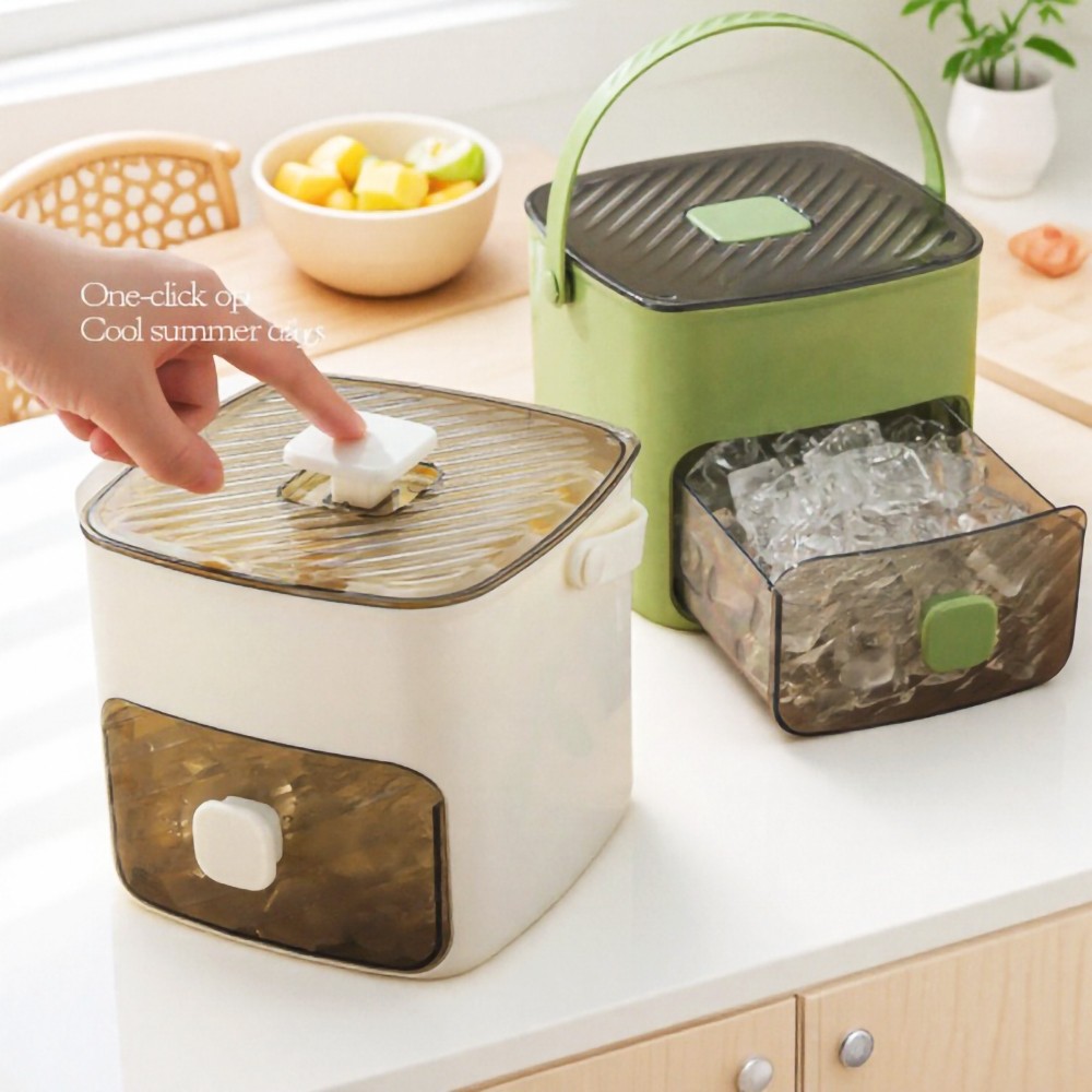 Dispenser De Gelo Bandeja Com Caixa 48 Cubos Gaveta Botão Solta Gelo e Pegador em Oferta na Shopee