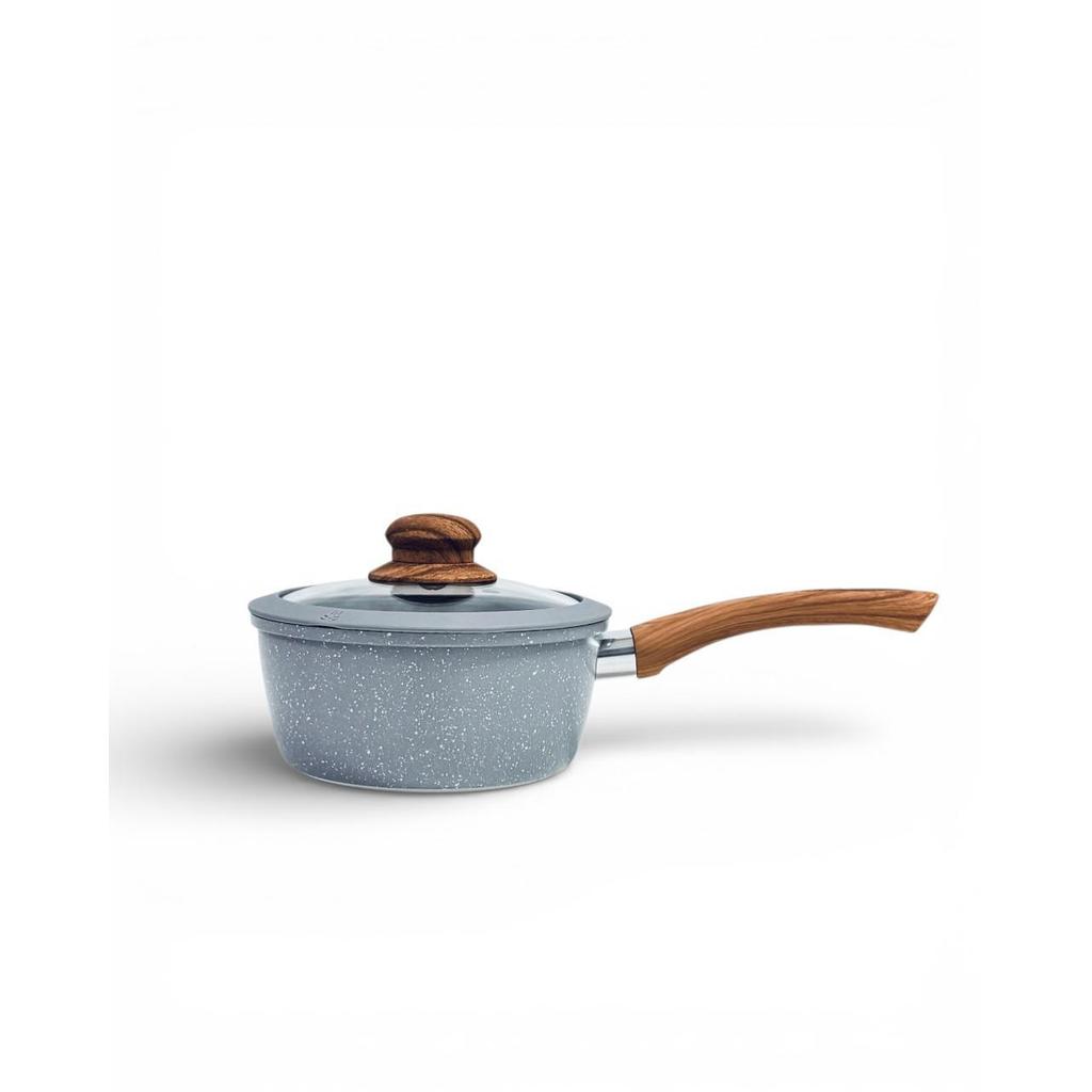 Imagem Panela 18cm Indução Cerâmica 4,5mm Tampa Vidro Premium Cinza