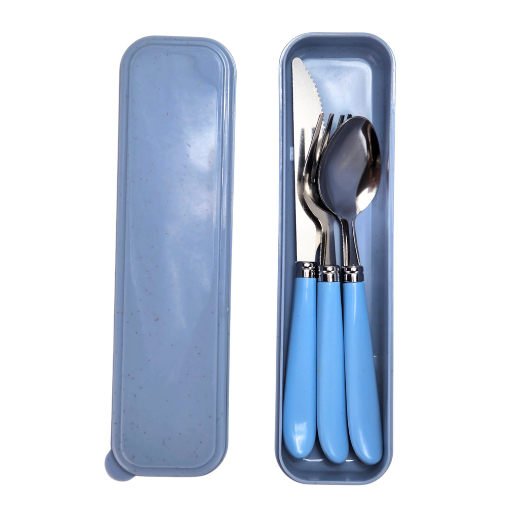 Kit Talheres com Estojo Garfo Colher e Faca Prático para Marmita Trabalho e Viagem