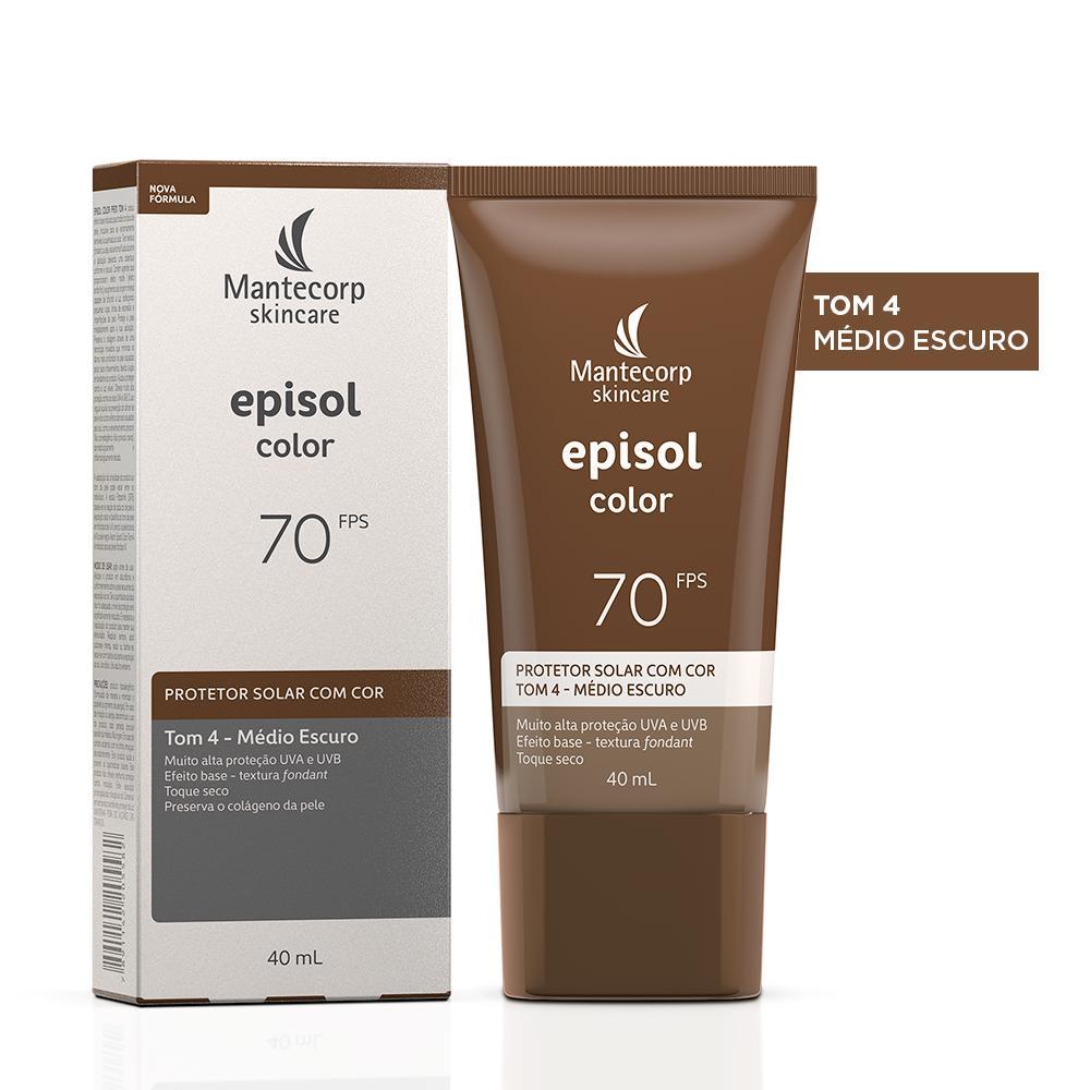 Protetor Solar Facial Episol Color Tom 4 Médio Escuro FPS70 40mL