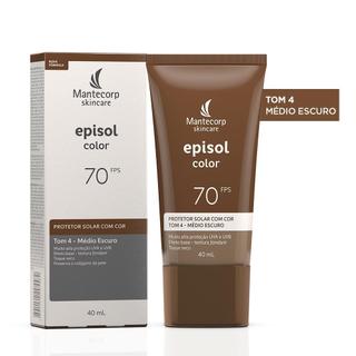 Protetor Solar Facial Episol Color Tom 4 Médio Escuro FPS70 40mL