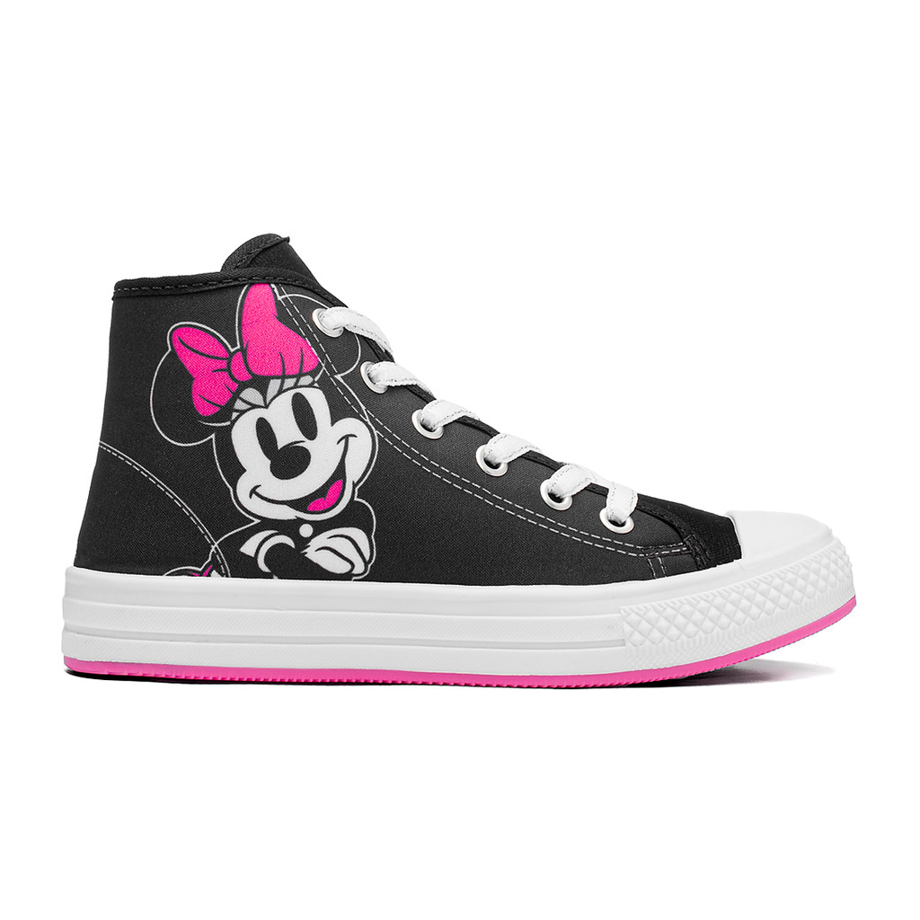 Tenis Infantil Meninas Cano Alto Moda Confortável Minnie Disney Original