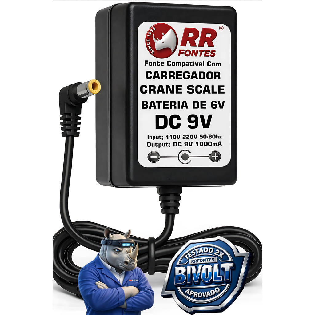 Fonte 9V Carregador Para Balança Suspensa Crane Scale  ITATOOLS Digi-Tron Pesola ANYLOAD TOR REY  ADAM EQUIPMENT