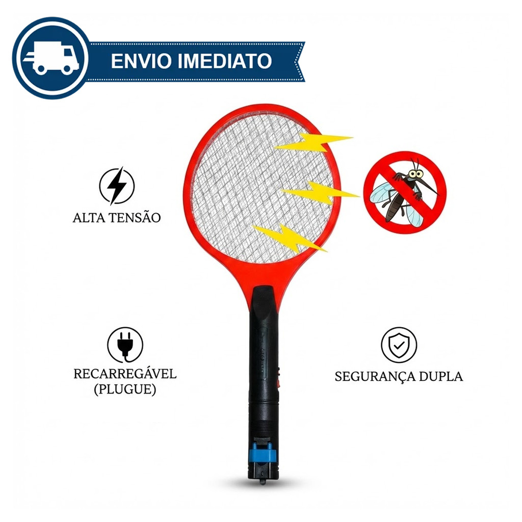 Raquete Eletrica Mata Mosquito 110V 220V