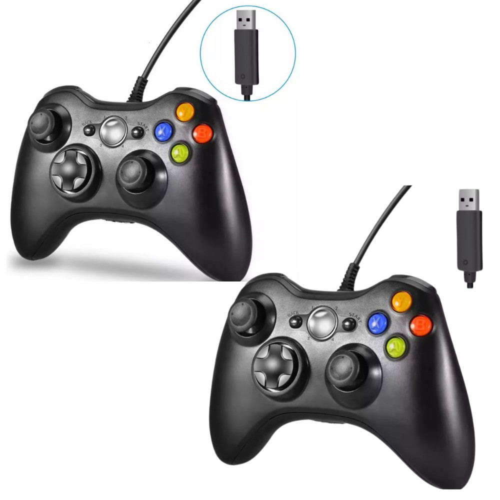 Kit 2 Controle De Xbox 360 Com Fio Para Video Game e PC/ Fat E Pc Joystick Jogo