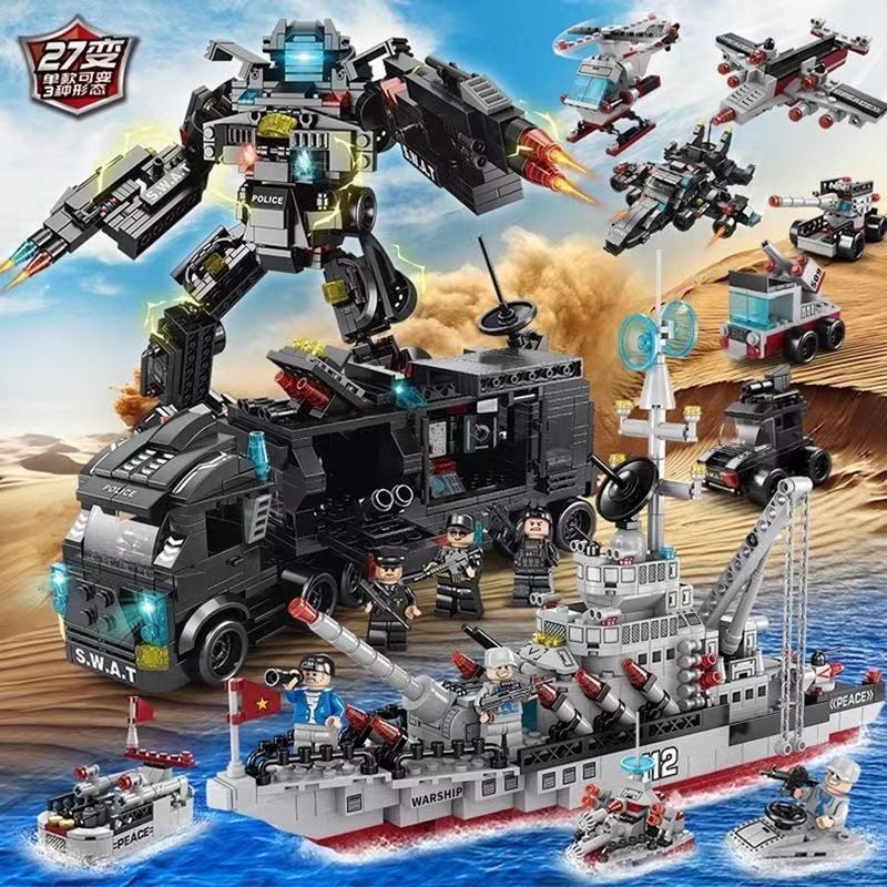1.000 PCS Lego Blocos de Construção Série Militar Cidade SWAT Transportadora Navio de Batalha Menino Montagem Educaciona
