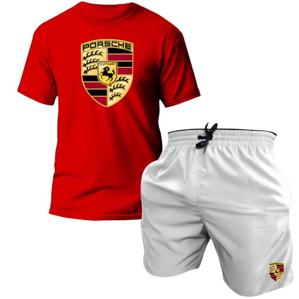 Kit Camisa e Bermuda Tactel Mole Porsche Carro Estampada Lançamento NOVA STREET