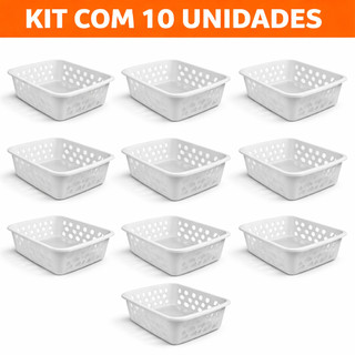 Kit Cestinha Organizador Multiuso Cesto Plastico Para Banheiro Cozinha Gaveta E Armário