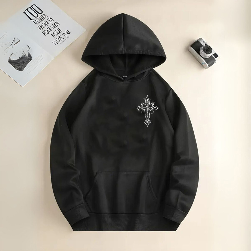 Moletom Blusao De Frio Premium Canguru Capuz Cruz Inverno Estampada Gotico Flanelado Estampado