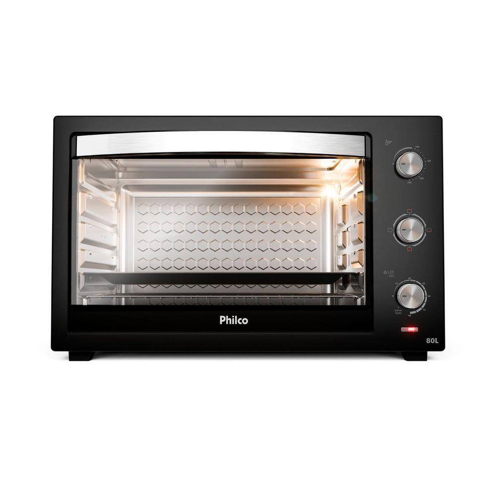 Forno Elétrico Philco 80L Preto 4 Resistências PFE80A 110V