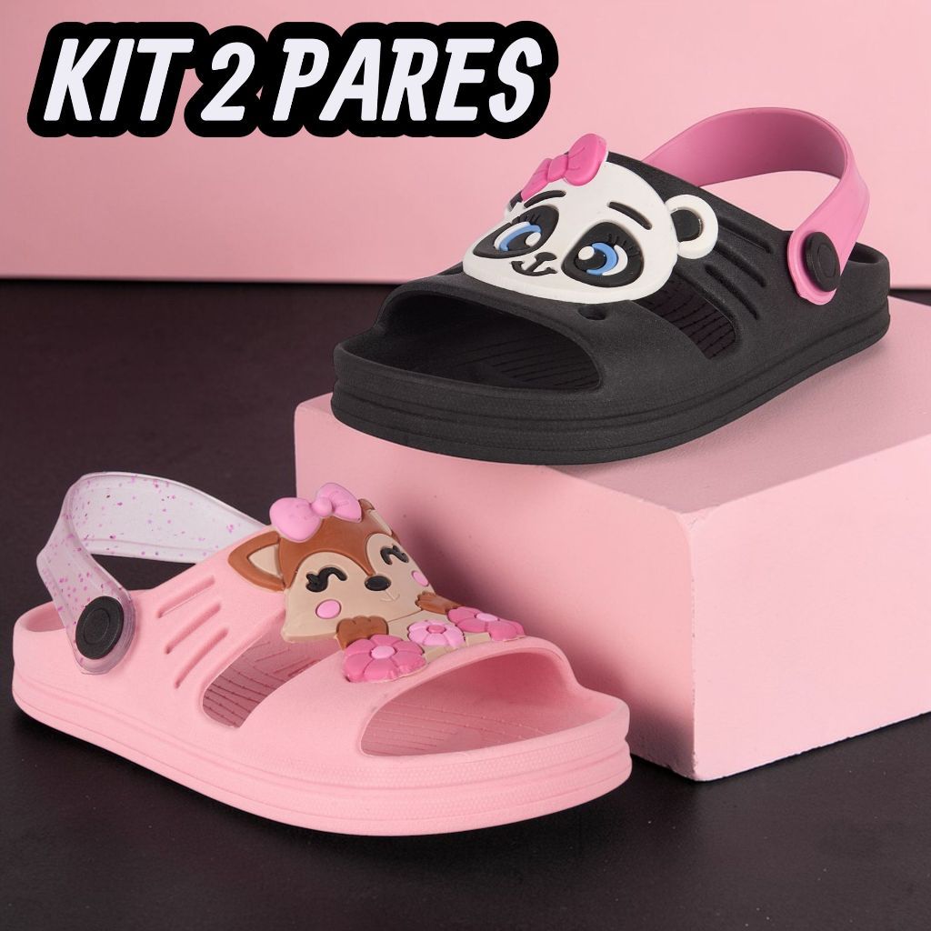 Kit 2 Pares Papete Infantil Feminina Várias Cores E Modelos Lançamento Promoção em Oferta na Shopee