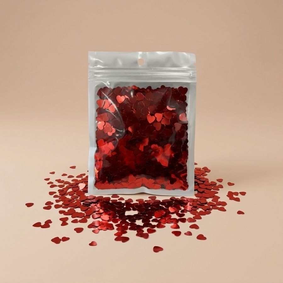 Mini Confete Metalizado Vermelho - Coração - 15g - 1 unidade - Rizzo