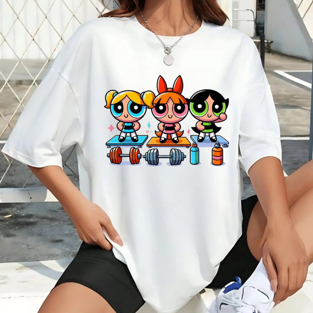 Camiseta Moda Unissex 100% Algodão Camisa Estampada Meninas Super Poderosas Marombas Academia Fit