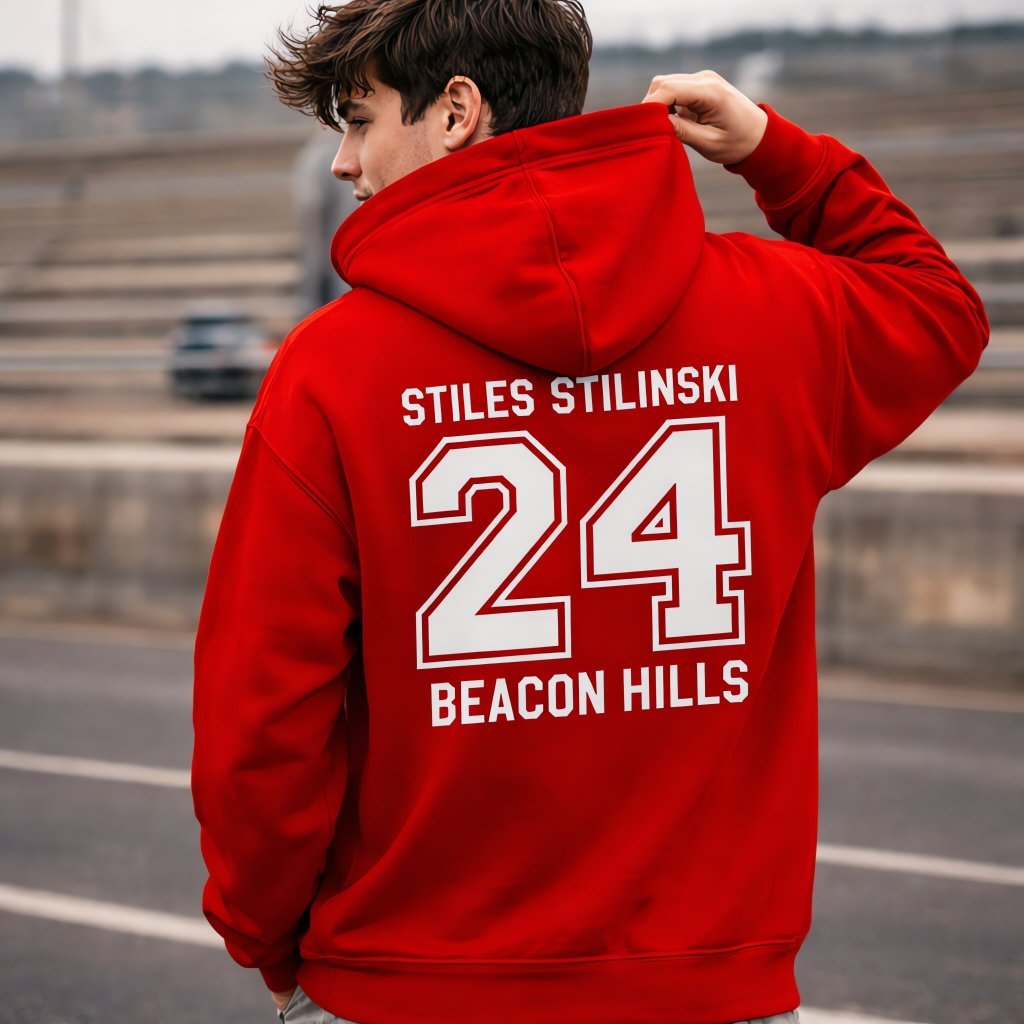 Blusa de Frio Teen Wolf Stilinski 24 Moletom Estilo Colege de Capuz de  Canguru Com Bolso 100% Algodão