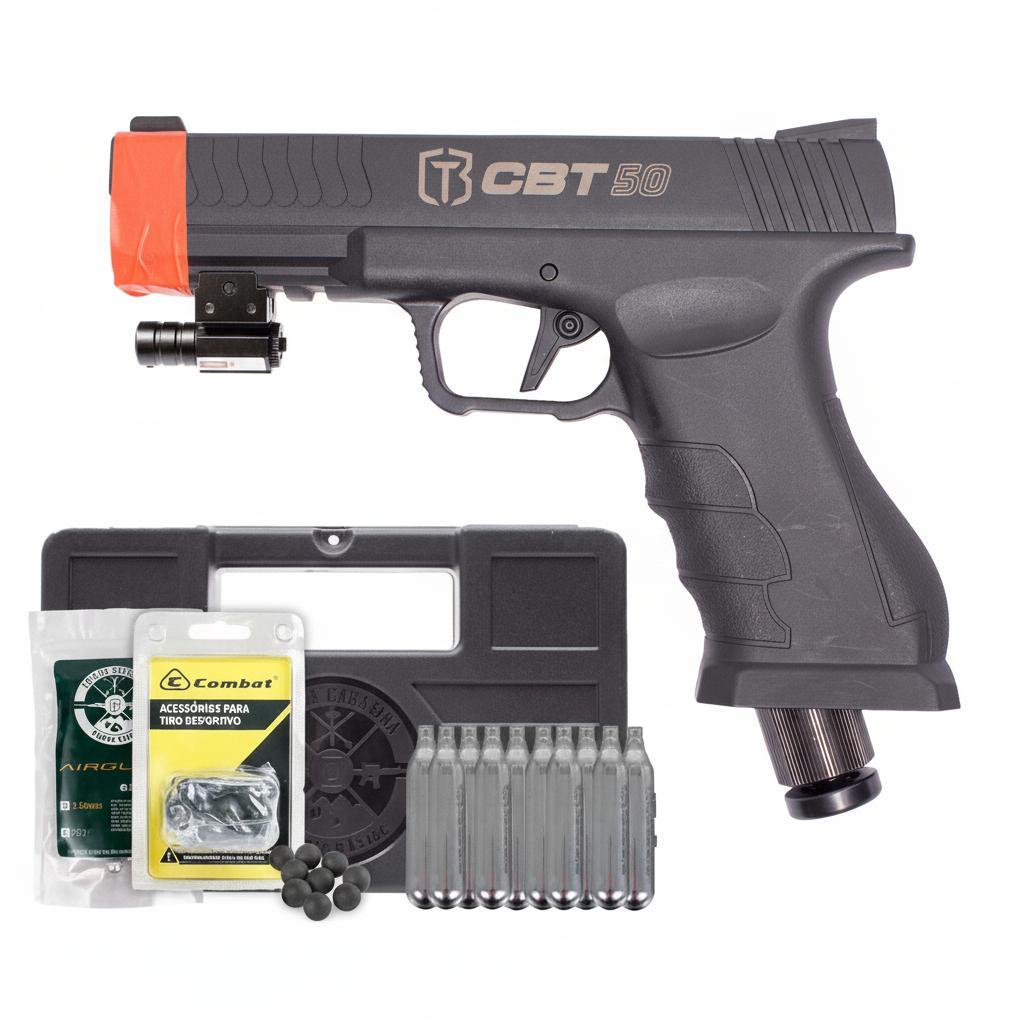 Pistola CBT 50 Home Defense LTL .50 Paintball + Munição .50 + 10xCilindros + Mira Laser + Maleta