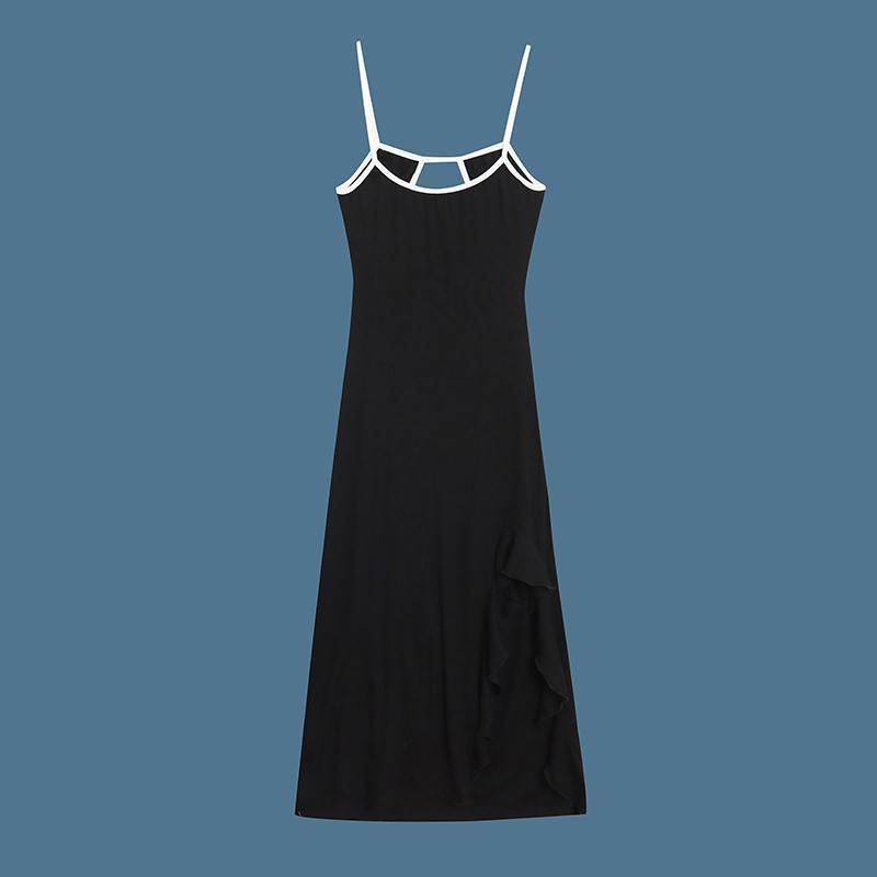 Verão estilingue vestido feminino americano quente menina longo francês chá Break saia cintura estreita mais magro olhar