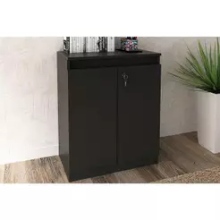 Balcão de Escritório ME4149 c/ 2 Portas c/ Chave Preto - Tecno Mobili