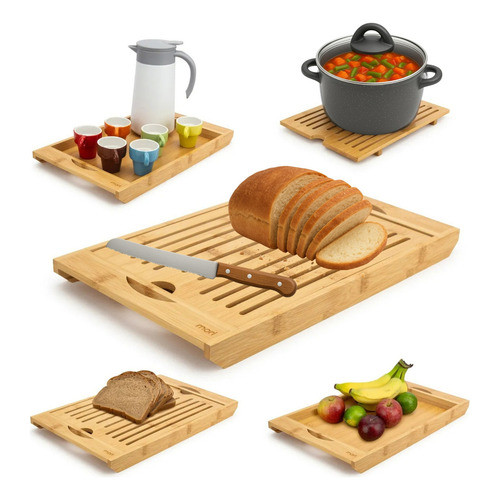 Tabua Cortar Pão Migalheira Bambu Corte Pães Bandeja Madeira