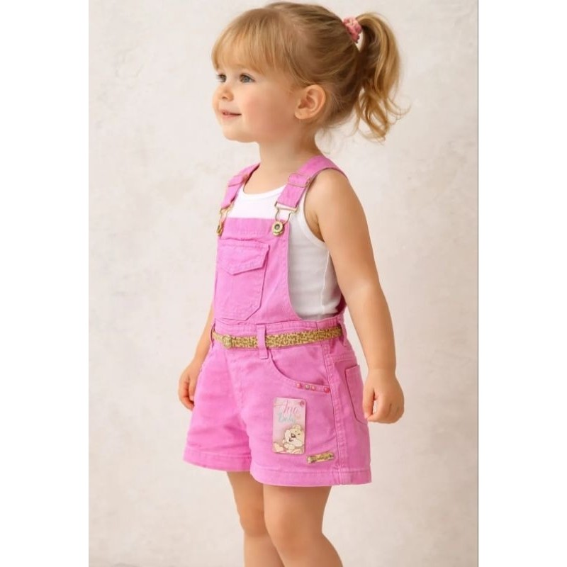 jardineira infantil menina macaquinho feminina no tamanho 1 2 3   p m g recem nascidoanos  roupa menina salopete criança