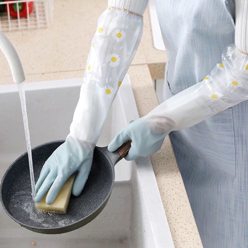 Luva de Lavagem de Lava Louça Limpeza Impermeável Espessa Antiderrapante Uso Doméstico