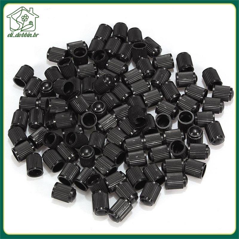 [eli_dobbin.br] 100 Peças Tampas De Válvula De Plástico Tampa De Pneu Para Carro Motocicleta Preta