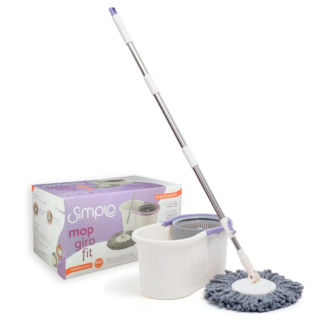 Mop de Limpeza Giratório Simplo Com Balde 8 Litros Fit Mop Giratório Original Esfregão Profissional