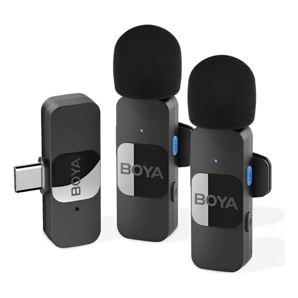 Microfone de Lapela sem fio BOYA BY-V20 Versão USB Tipo-C (Android e Iphone 15,16,17)