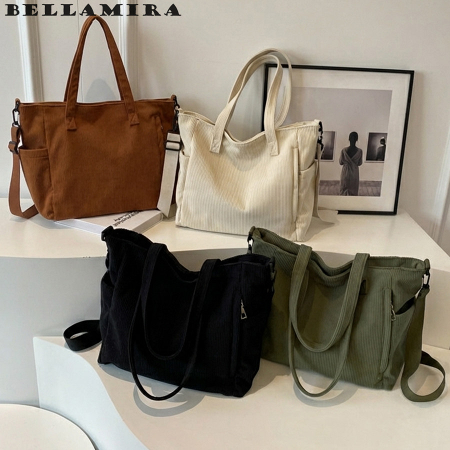 Bolsa De Veludo Cotelê Feminina De Grande Capacidade Bolsa Transversal De Ombro Ideal Para Trabalho Escola E Viagens
