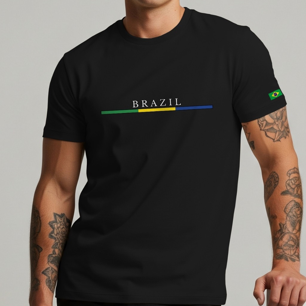 Camisa Masculina Estampa Brasil Blusa Estilo Copa do Mundo 2026 Brazil Casual Camiseta Estilosa Envio Rápido - Store