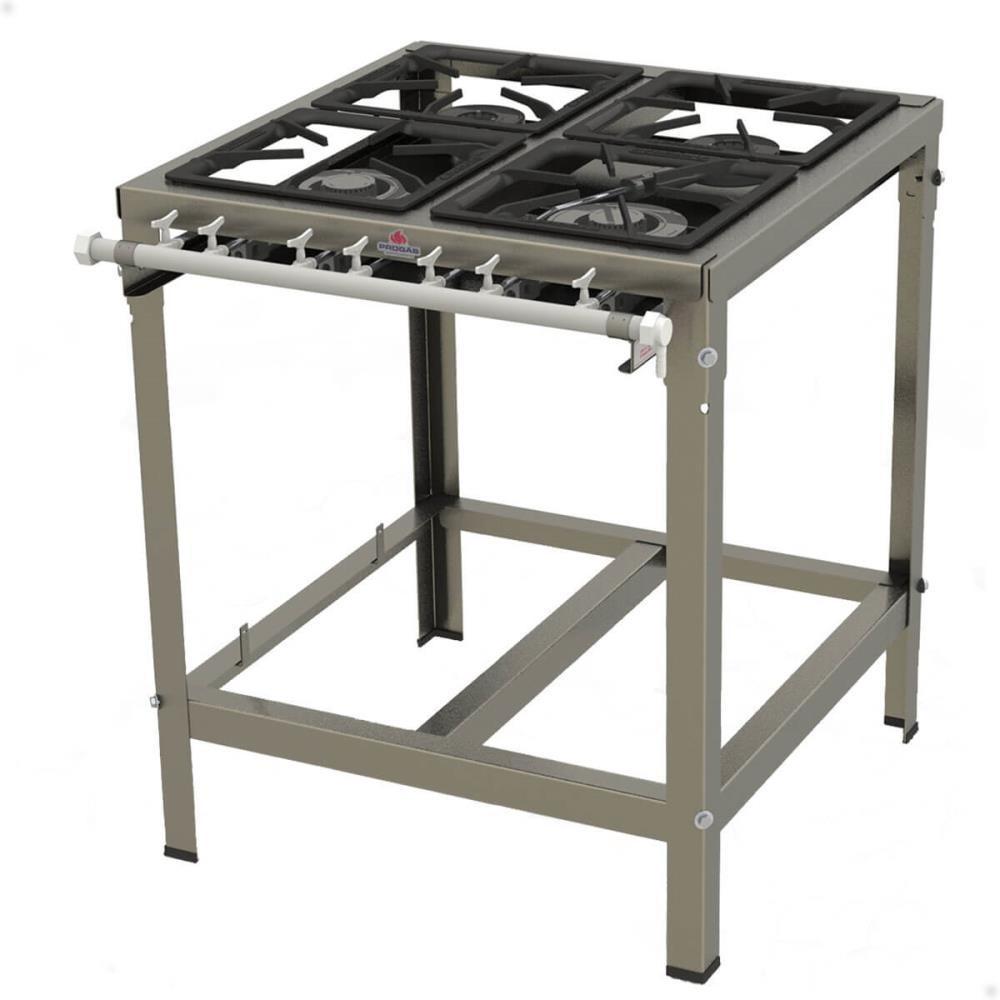 Fogão Industrial Progás PMINOX-402F 4 bocas A Gás 2 Bocas Duplas e 2 Bocas Simples Sem Forno P37424