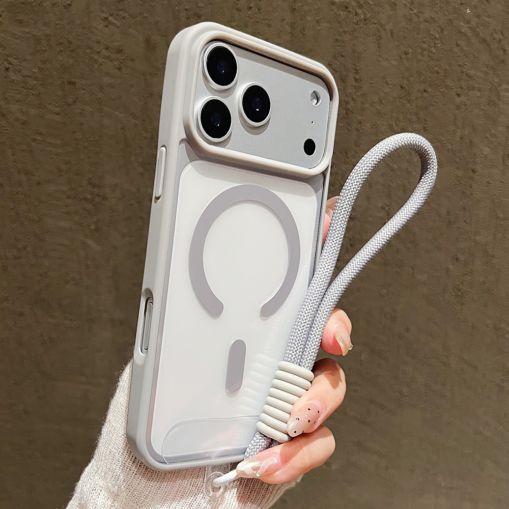 Luxo Magnético Com Cordão Claro Caso De Telefone Para iPhone 15 14 13 12 Mini 17 Pro Max 16 Plus 17 Ar Pára-Choques Volt