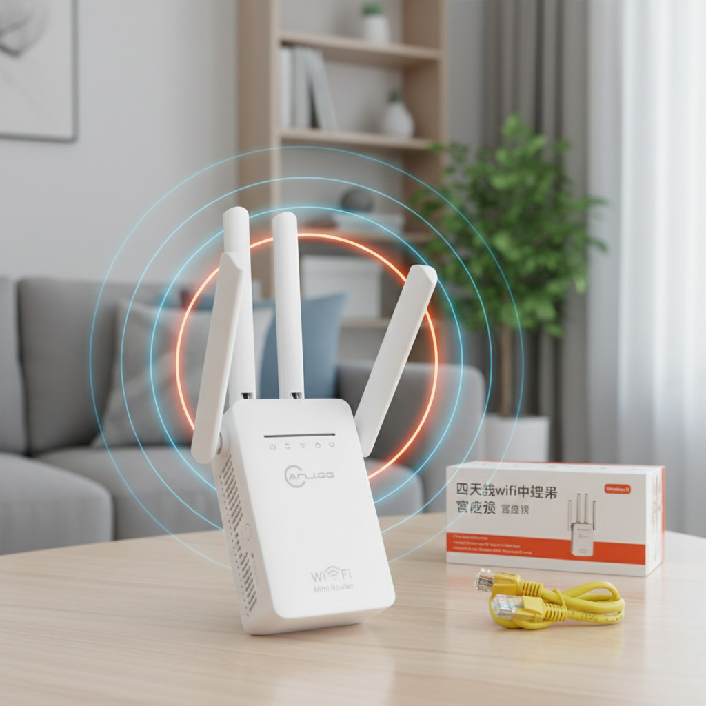 Extensor de Sinal WiFi 300Mbps Repetidor Wireless com 4 Antenas Alta Potência WPS Casa Escritório
