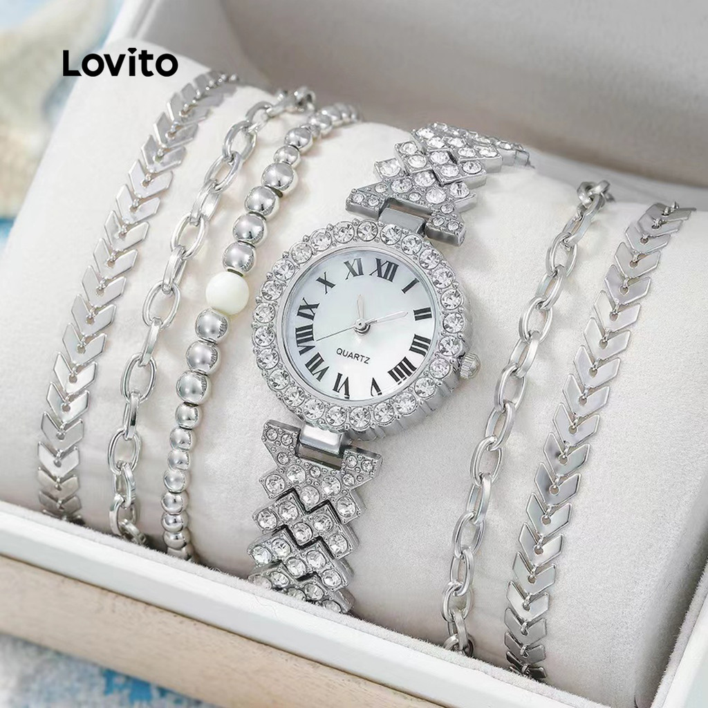 Lovito  Relógio Elegante de Quartzo com Diamantes em Flash. LFA111008 em Oferta na Shopee