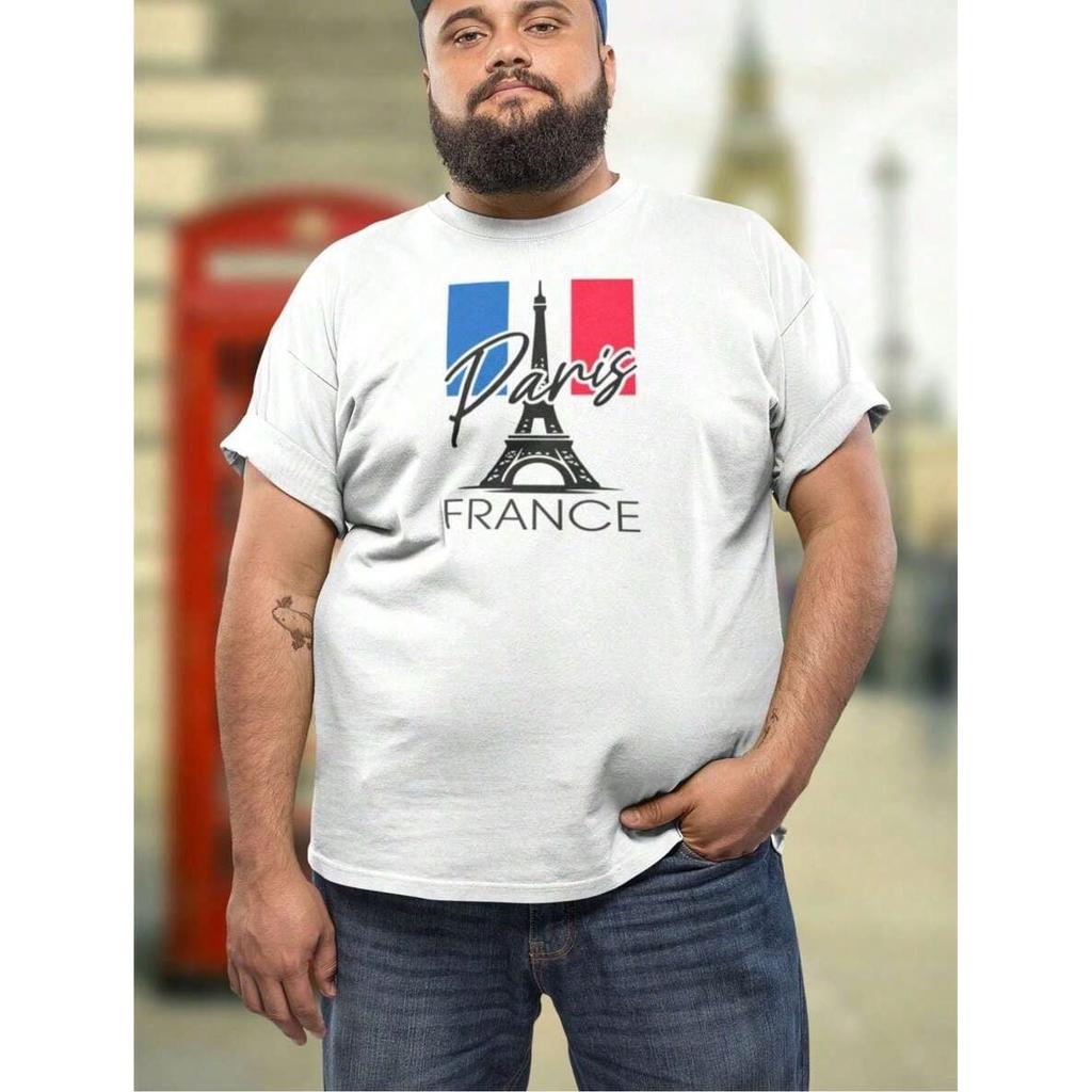 Camiseta Masculina Plus Size Paris France modelo 2026 Camisa Tamanho Grande Manga Curta Varias Cores G1 G2 G3