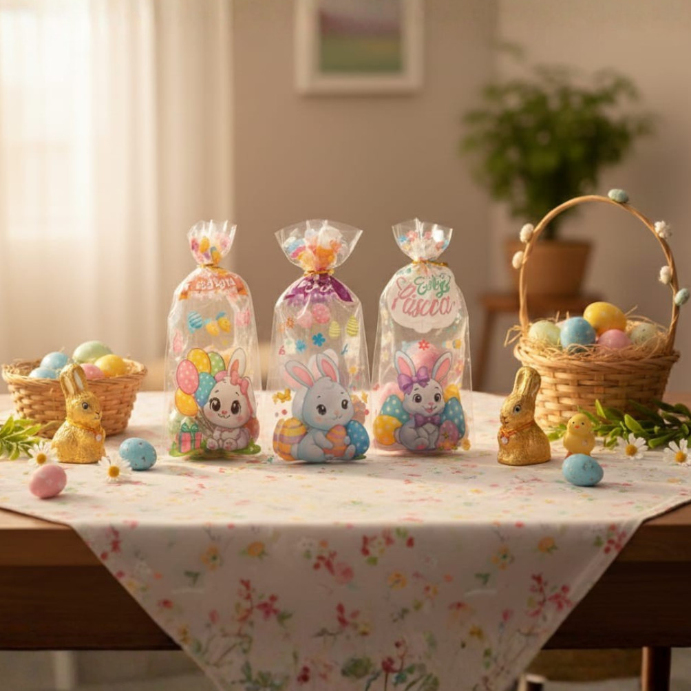 50 Embalagem de Páscoa Saquinhos Com Arame Saco para doces e lembrancinhas Coelho em Oferta na Shopee