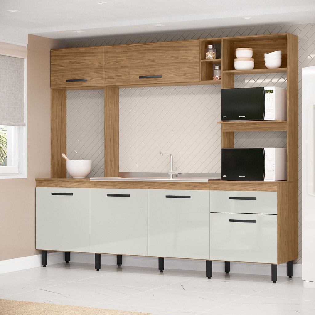 Cozinha Compacta 6 Portas e 1 Gaveta Zoe Espresso Móveis em Oferta na Shopee