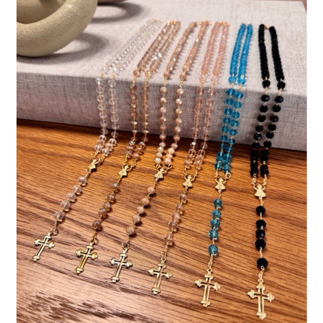 Terço Folheado Cristal Colar Nossa Senhora Aparecida Banho 18k