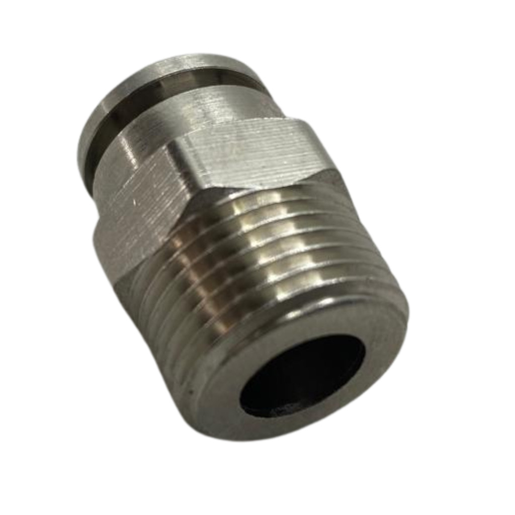 Conexão Reta Metálica Engate Tubo 10mm Rosca 3/8 NPT Pneumática Latão