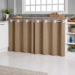 Cortina De Pia Oxford Lisa Para Cozinha 1,40m E 2,80m Proteção Armário Lavável Cores Lisas Decoração