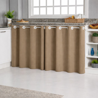Cortina De Pia Oxford 1,40m e 2,80m Liso Para Cozinha Sem Varão Decorativa Moderna Resistente Fácil Instalação em Oferta na Shopee