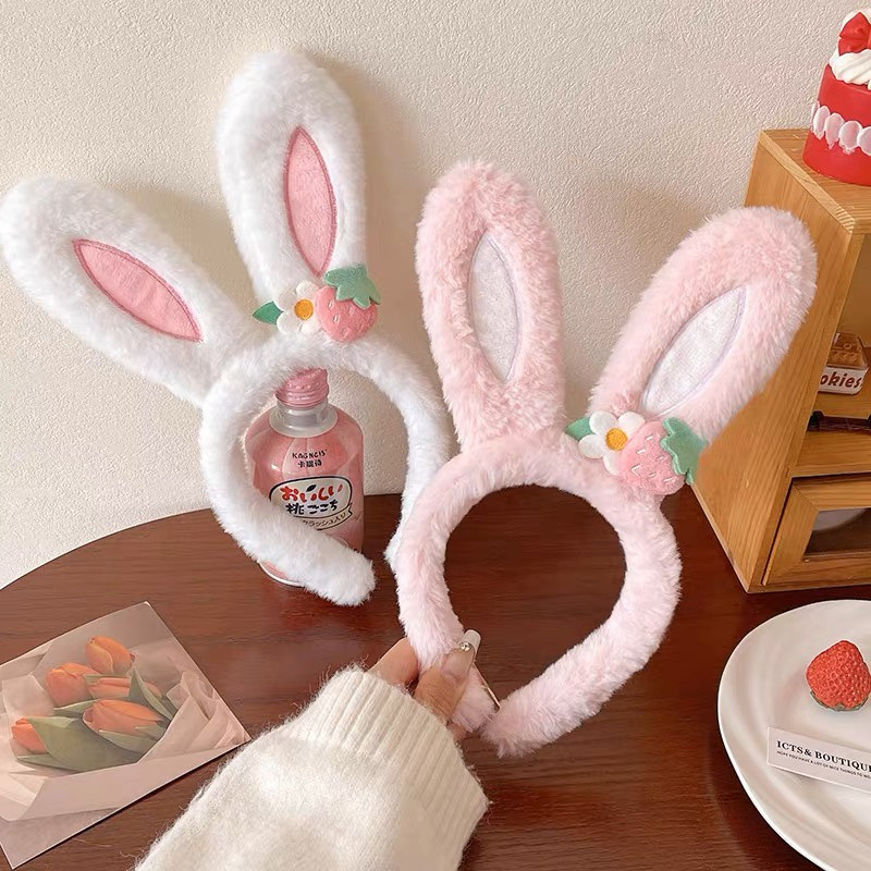 Coreano Peluche Fofo Coelho Do Amor Fita De Orelha Lavar O Rosto Adulto Roupa De Cabeça Coelhinho Feminino em Oferta na Shopee