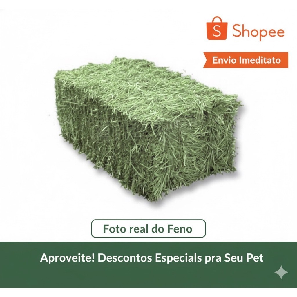 5Kg de Feno Premium Verdinho para Roedores | Envio Imediato 🚀 em Oferta na Shopee
