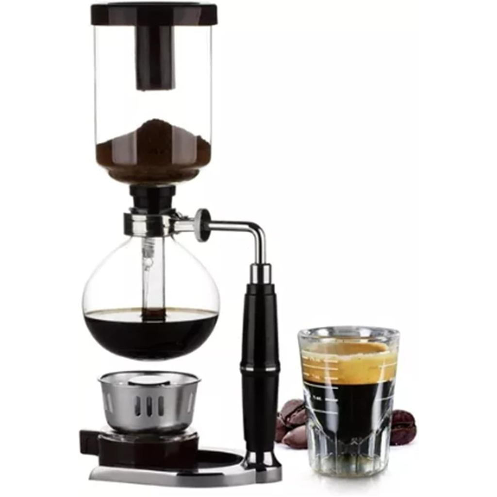 Cafeteira de Sifão de Vidro, Cafeteira de Preparação Manual Tipo Sifão Base de Aço Inoxidável Máquina de Café Clássica, 