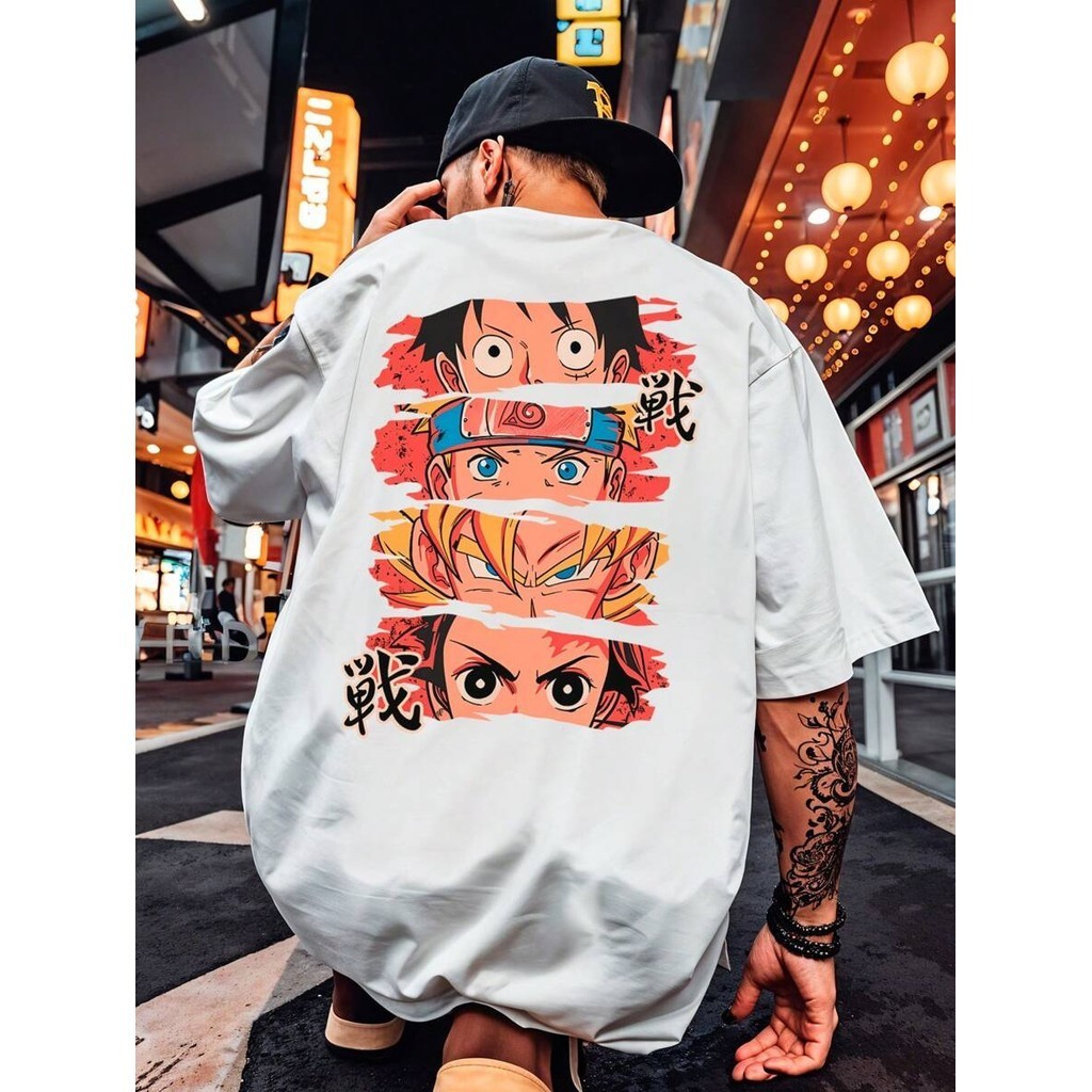 Camisa Camiseta Oversized Streetwear Olhos Anime Piece Luffy Naru Hokague DragonKimetsu YaibaKamado ENVIO RAPIDO
