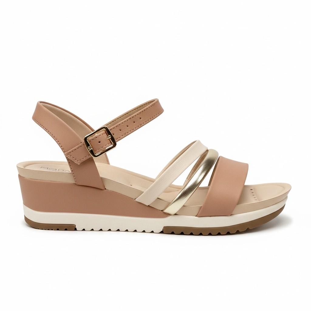 Modare Sandália Nude Dourado Creme Feminino Ortopédico