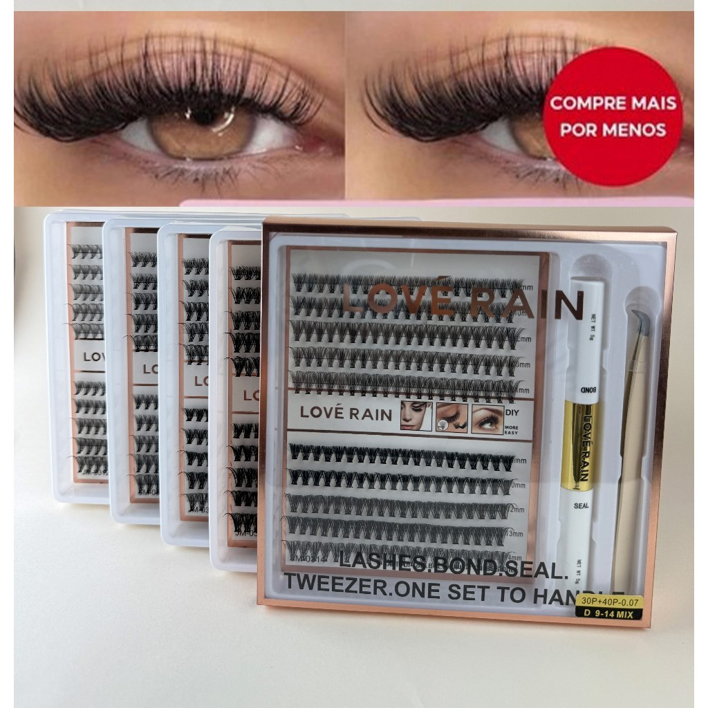 Kit De Pacotes De Cílios Postiços De Vison-200 Clusters De Volume 0.07D Individuais Para Extensões DIY