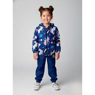 Conjunto Infantil Menina Corta Vento C/Capuz Unicórnios Marinho 171 - Laluna em Oferta na Shopee
