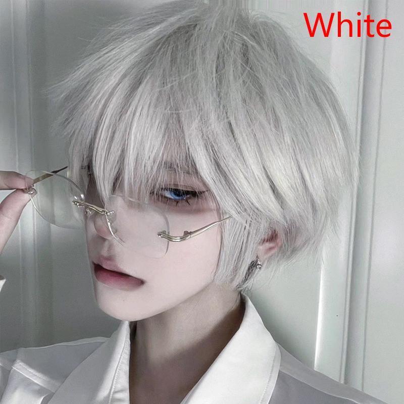 Xinghergood Homens Anime Cosplay Peruca Masculina Curta Reta Traje De Cabelo Sintético Causa Perucas Resistente Ao Calor