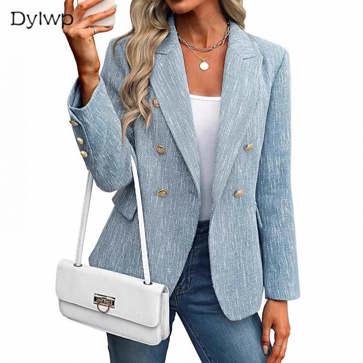 Blazers Elegantes Femininos 2026 Primavera Outono Blazer Fino De Manga Comprida