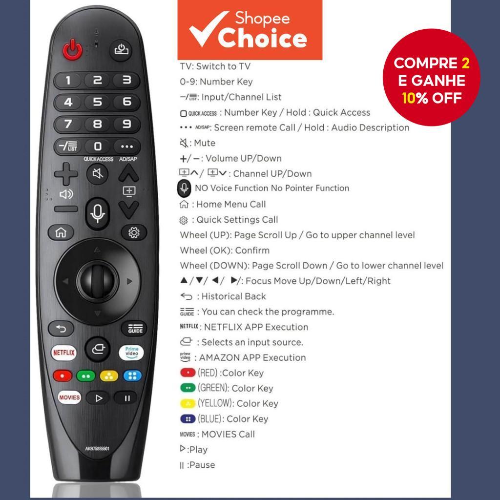 Controle Remoto Universal Trendy New IR 20GA AKB75855501 Substituto para Smart TV LG